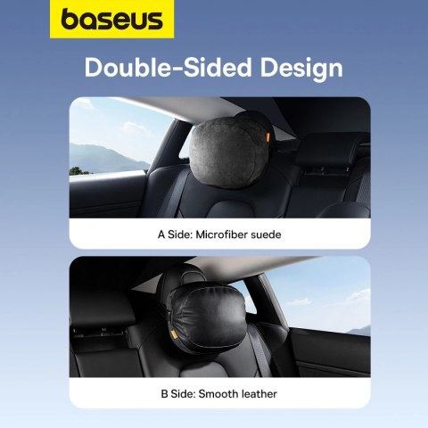 Poduszka Baseus ComfortRide Series na zagłówek samochodowy z 2 materiałami - czarna Poduszka Baseus ComfortRide Series na zagłówek samochodowy z 2 materiałami - czarna