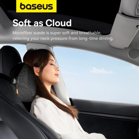 Poduszka Baseus ComfortRide Series na zagłówek samochodowy z 2 materiałami - czarna Poduszka Baseus ComfortRide Series na zagłówek samochodowy z 2 materiałami - czarna