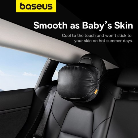 Poduszka Baseus ComfortRide Series na zagłówek samochodowy z 2 materiałami - czarna Poduszka Baseus ComfortRide Series na zagłówek samochodowy z 2 materiałami - czarna