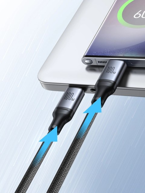 Kabel Joyroom Speedy Series S-A21 2w1 USB-C - USB-C / USB-C 100W 1.5m - czarny Kabel Joyroom Speedy Series S-A21 2w1 USB-C - USB-C / USB-C 100W 1.5m - czarny