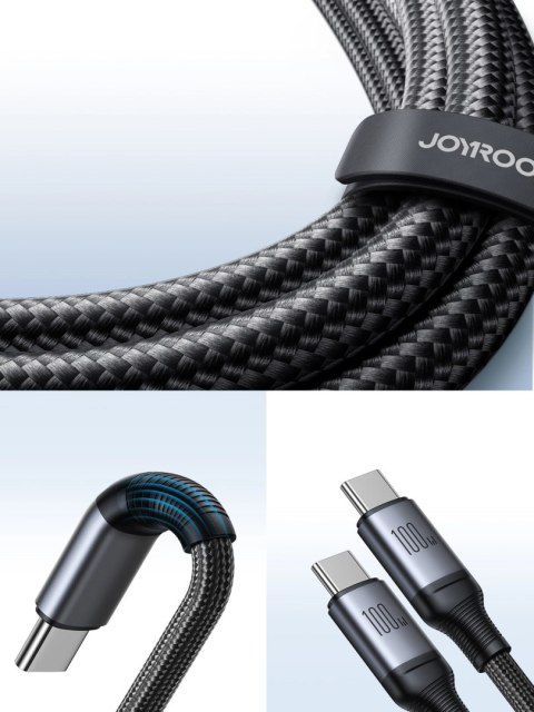 Kabel Joyroom Speedy Series S-A21 2w1 USB-C - USB-C / USB-C 100W 1.5m - czarny Kabel Joyroom Speedy Series S-A21 2w1 USB-C - USB-C / USB-C 100W 1.5m - czarny