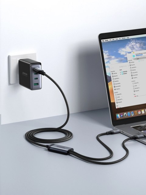 Kabel Joyroom Speedy Series S-A21 2w1 USB-C - USB-C / USB-C 100W 1.5m - czarny Kabel Joyroom Speedy Series S-A21 2w1 USB-C - USB-C / USB-C 100W 1.5m - czarny