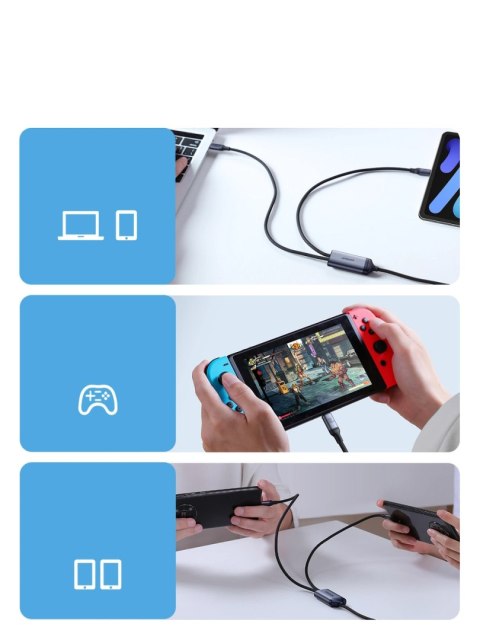 Kabel Joyroom Speedy Series S-A21 2w1 USB-C - USB-C / USB-C 100W 1.5m - czarny Kabel Joyroom Speedy Series S-A21 2w1 USB-C - USB-C / USB-C 100W 1.5m - czarny