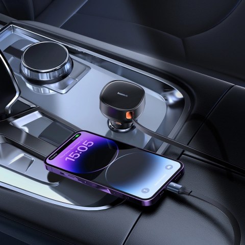 Ładowarka samochodowa Baseus Enjoyment Pro USB-C (żeńskie) / Lightning (męski) 60W - czarna Ładowarka samochodowa Baseus Enjoyment Pro USB-C (żeńskie) / Lightning (męski) 60W - czarna