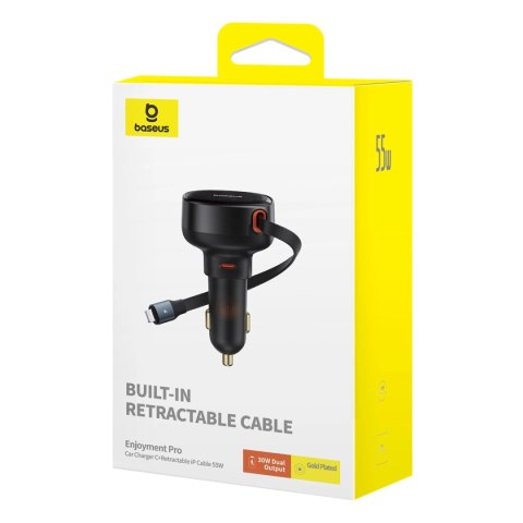 Ładowarka samochodowa Baseus Enjoyment Pro USB-C (żeńskie) / Lightning (męski) 60W - czarna Ładowarka samochodowa Baseus Enjoyment Pro USB-C (żeńskie) / Lightning (męski) 60W - czarna