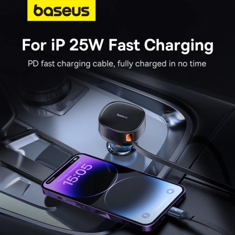 Ładowarka samochodowa Baseus Enjoyment Pro USB-C (żeńskie) / Lightning (męski) 60W - czarna Ładowarka samochodowa Baseus Enjoyment Pro USB-C (żeńskie) / Lightning (męski) 60W - czarna