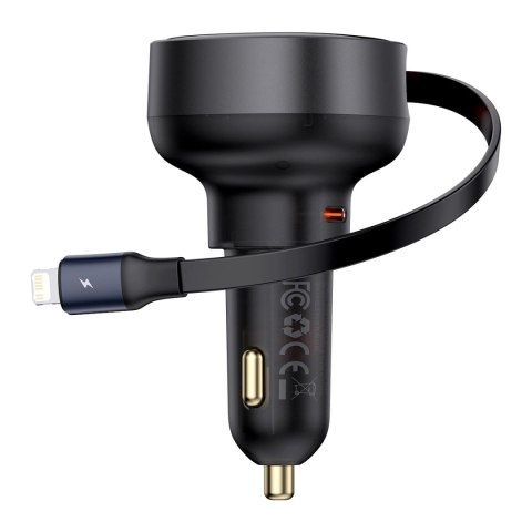 Ładowarka samochodowa Baseus Enjoyment Pro USB-C (żeńskie) / Lightning (męski) 60W - czarna Ładowarka samochodowa Baseus Enjoyment Pro USB-C (żeńskie) / Lightning (męski) 60W - czarna