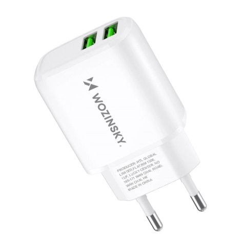 Ładowarka sieciowa Wozinsky CUWCW 2,4A 2 x USB-A - biała Ładowarka sieciowa Wozinsky CUWCW 2,4A 2 x USB-A - biała