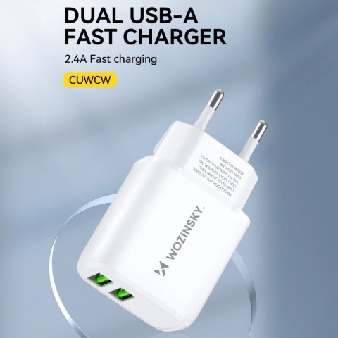 Ładowarka sieciowa Wozinsky CUWCW 2,4A 2 x USB-A - biała Ładowarka sieciowa Wozinsky CUWCW 2,4A 2 x USB-A - biała