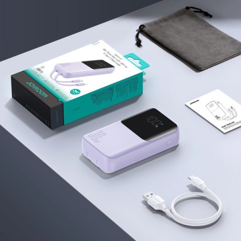 Mini powerbank Joyroom JR-PBC06 z wbudowanymi kablami USB-C / Lightning 30W 10000mAh - fioletowy Mini powerbank Joyroom JR-PBC06 z wbudowanymi kablami USB-C / Lightning 30W 10000mAh - fioletowy