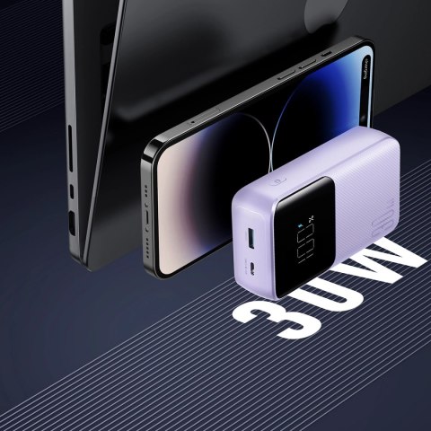 Mini powerbank Joyroom JR-PBC06 z wbudowanymi kablami USB-C / Lightning 30W 10000mAh - fioletowy Mini powerbank Joyroom JR-PBC06 z wbudowanymi kablami USB-C / Lightning 30W 10000mAh - fioletowy