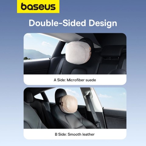 Poduszka Baseus ComfortRide Series na zagłówek samochodowy z 2 materiałami - beżowa Poduszka Baseus ComfortRide Series na zagłówek samochodowy z 2 materiałami - beżowa