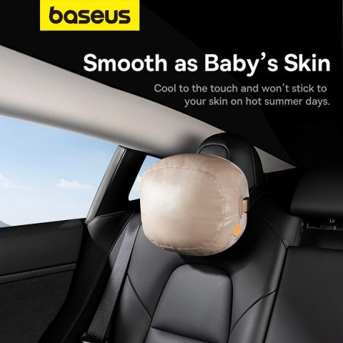 Poduszka Baseus ComfortRide Series na zagłówek samochodowy z 2 materiałami - beżowa Poduszka Baseus ComfortRide Series na zagłówek samochodowy z 2 materiałami - beżowa