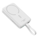 Powerbank Baseus Magnetic Mini MagSafe 10000mAh 30W z wbudowanym kablem USB-C - biały + kabel Baseus Simple Series USB-C - USB-C
