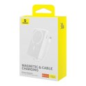 Powerbank Baseus Magnetic Mini MagSafe 10000mAh 30W z wbudowanym kablem USB-C - biały + kabel Baseus Simple Series USB-C - USB-C