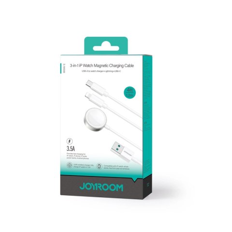 Kabel 3 w 1 Joyroom S-IW008 magnetyczna ładowarka USB-A - Lightning/USB-C 1.2m - biały Kabel 3 w 1 Joyroom S-IW008 magnetyczna ładowarka USB-A - Lightning/USB-C 1.2m - biały