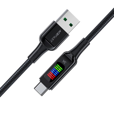 Kabel Acefast C7-04 USB-A USB-C 60W 1.2m z wyświetlaczem - czarny Kabel Acefast C7-04 USB-A USB-C 60W 1.2m z wyświetlaczem - czarny