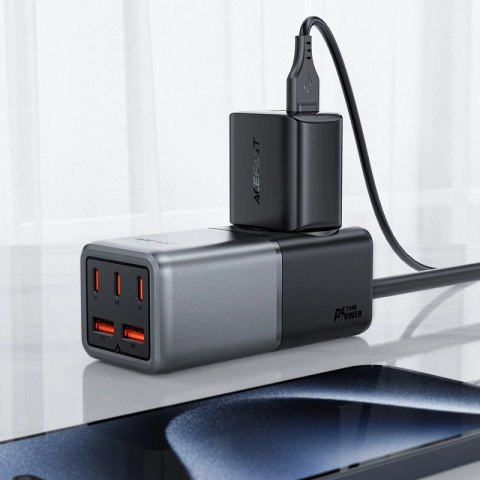 Ładowarka biurkowa Acefast Z2 GaN 75W PD 3x USB-C 2x USB-A - czarno-szara Ładowarka biurkowa Acefast Z2 GaN 75W PD 3x USB-C 2x USB-A - czarno-szara
