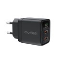 Ładowarka sieciowa Choetech PD6051 USB-C USB-C PD 35W GaN z wyświetlaczem - czarna Ładowarka sieciowa Choetech PD6051 USB-C USB-C PD 35W GaN z wyświetlaczem - czarna