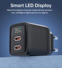 Ładowarka sieciowa Choetech PD6051 USB-C USB-C PD 35W GaN z wyświetlaczem - czarna Ładowarka sieciowa Choetech PD6051 USB-C USB-C PD 35W GaN z wyświetlaczem - czarna