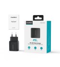 Ładowarka sieciowa Choetech PD6052 USB-C USB-A PD 35W GaN z wyświetlaczem - czarna Ładowarka sieciowa Choetech PD6052 USB-C USB-A PD 35W GaN z wyświetlaczem - czarna
