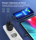 Ładowarka sieciowa Choetech PD6052 USB-C USB-A PD 35W GaN z wyświetlaczem - czarna Ładowarka sieciowa Choetech PD6052 USB-C USB-A PD 35W GaN z wyświetlaczem - czarna
