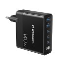 Ładowarka sieciowa GaN Wozinsky CGWCB 140W 3 x USB-C / 2 x USB-A - czarna Ładowarka sieciowa GaN Wozinsky CGWCB 140W 3 x USB-C / 2 x USB-A - czarna