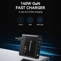 Ładowarka sieciowa GaN Wozinsky CGWCB 140W 3 x USB-C / 2 x USB-A - czarna Ładowarka sieciowa GaN Wozinsky CGWCB 140W 3 x USB-C / 2 x USB-A - czarna