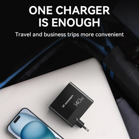 Ładowarka sieciowa GaN Wozinsky CGWCB 140W 3 x USB-C / 2 x USB-A - czarna Ładowarka sieciowa GaN Wozinsky CGWCB 140W 3 x USB-C / 2 x USB-A - czarna