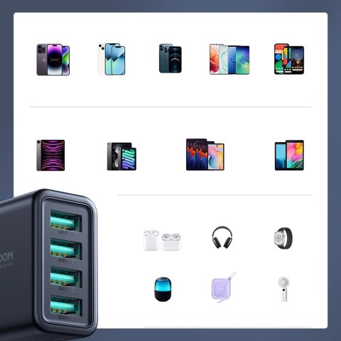 Ładowarka sieciowa Joyroom JR-TCN03 4xUSB-A 24W 4.8A - czarna Ładowarka sieciowa Joyroom JR-TCN03 4xUSB-A 24W 4.8A - czarna