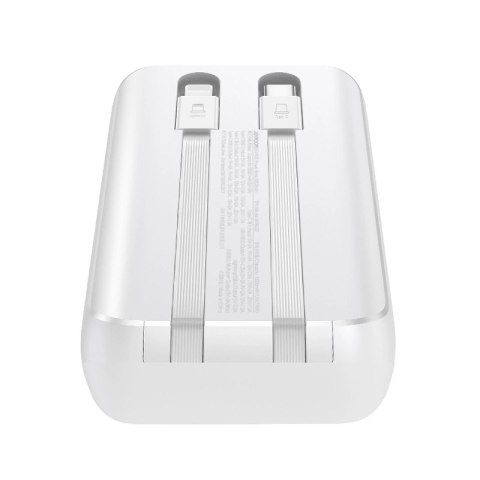 Mini powerbank Joyroom JR-PBC06 z wbudowanymi kablami USB-C / Lightning 30W 10000mAh - biały Mini powerbank Joyroom JR-PBC06 z wbudowanymi kablami USB-C / Lightning 30W 10000mAh - biały