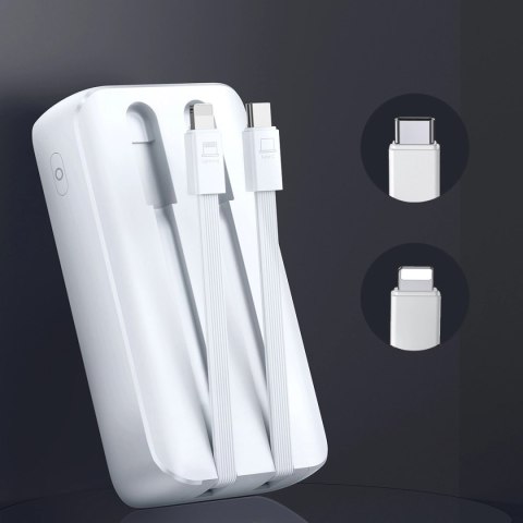 Mini powerbank Joyroom JR-PBC06 z wbudowanymi kablami USB-C / Lightning 30W 10000mAh - biały Mini powerbank Joyroom JR-PBC06 z wbudowanymi kablami USB-C / Lightning 30W 10000mAh - biały