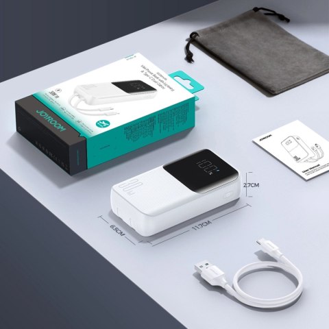 Mini powerbank Joyroom JR-PBC06 z wbudowanymi kablami USB-C / Lightning 30W 10000mAh - biały Mini powerbank Joyroom JR-PBC06 z wbudowanymi kablami USB-C / Lightning 30W 10000mAh - biały