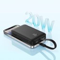 Powerbank Baseus Magnetic Mini MagSafe 10000mAh 20W z wbudowanym kablem Lightning - czarny + kabel Baseus Simple Series USB-C - 