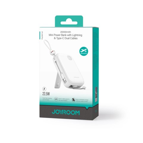 Powerbank Joyroom JR-L008 Plus Cutie Series 22.5W 20000mAh ze stojakiem + kabel USB-A - USB-C - biały Powerbank Joyroom JR-L008 Plus Cutie Series 22.5W 20000mAh ze stojakiem + kabel USB-A - USB-C - biały
