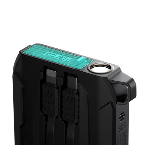 Powerbank Joyroom JR-L017 22.5W 10000mAh z wbudowanymi kablami USB-C / Lightning - czarny Powerbank Joyroom JR-L017 22.5W 10000mAh z wbudowanymi kablami USB-C / Lightning - czarny