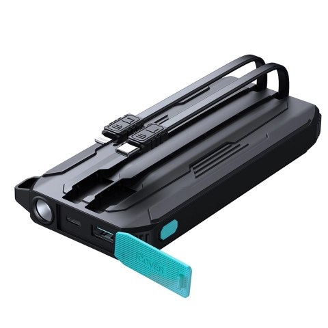 Powerbank Joyroom JR-L017 22.5W 10000mAh z wbudowanymi kablami USB-C / Lightning - czarny Powerbank Joyroom JR-L017 22.5W 10000mAh z wbudowanymi kablami USB-C / Lightning - czarny