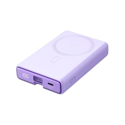 Powerbank Joyroom JR-PBM01 magnetyczny 10000mAh 20W z podstawką + kabel Lightning - USB-C - fioletowy Powerbank Joyroom JR-PBM01 magnetyczny 10000mAh 20W z podstawką + kabel Lightning - USB-C - fioletowy