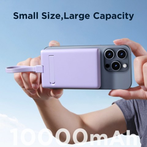 Powerbank Joyroom JR-PBM01 magnetyczny 10000mAh 20W z podstawką + kabel Lightning - USB-C - fioletowy Powerbank Joyroom JR-PBM01 magnetyczny 10000mAh 20W z podstawką + kabel Lightning - USB-C - fioletowy