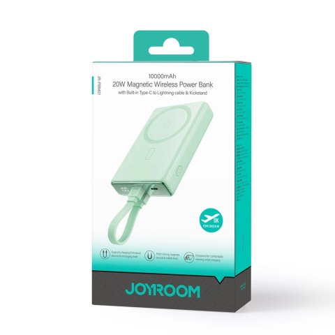 Powerbank Joyroom JR-PBM01 magnetyczny 10000mAh 20W z podstawką + kabel Lightning - USB-C - zielony Powerbank Joyroom JR-PBM01 magnetyczny 10000mAh 20W z podstawką + kabel Lightning - USB-C - zielony