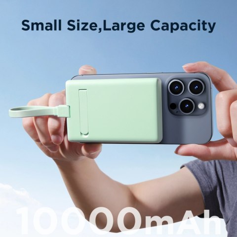 Powerbank Joyroom JR-PBM01 magnetyczny 10000mAh 20W z podstawką + kabel Lightning - USB-C - zielony Powerbank Joyroom JR-PBM01 magnetyczny 10000mAh 20W z podstawką + kabel Lightning - USB-C - zielony