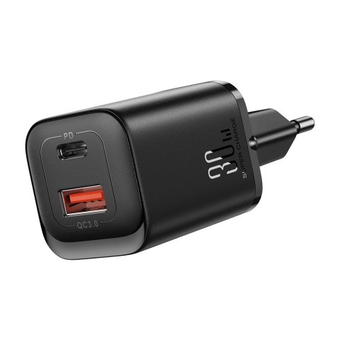 Szybka ładowarka sieciowa Joyroom JR-TCF08EU Speed Series 30W USB-A / USB-C PD/QC/AFC/FCP - czarna Szybka ładowarka sieciowa Joyroom JR-TCF08EU Speed Series 30W USB-A / USB-C PD/QC/AFC/FCP - czarna