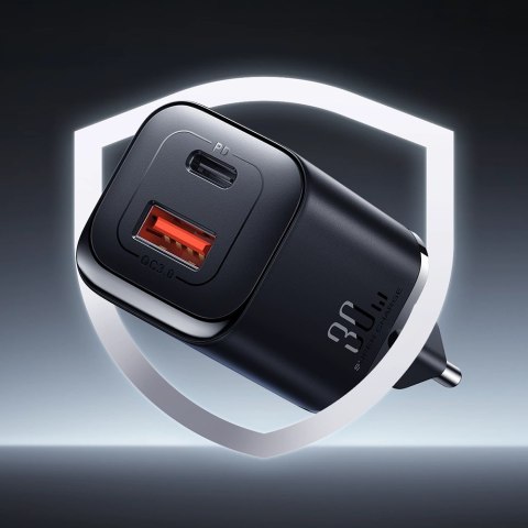 Szybka ładowarka sieciowa Joyroom JR-TCF08EU Speed Series 30W USB-A / USB-C PD/QC/AFC/FCP - czarna Szybka ładowarka sieciowa Joyroom JR-TCF08EU Speed Series 30W USB-A / USB-C PD/QC/AFC/FCP - czarna