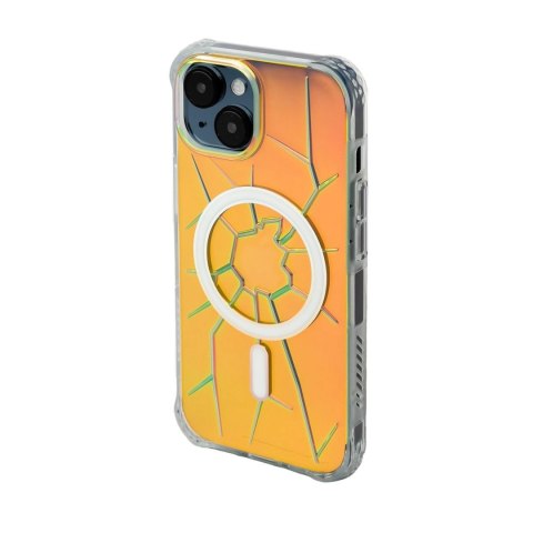 Etui silikonowe MagSafe Kingxbar PQY Crack Series do iPhone 15 - holograficzne Etui silikonowe MagSafe Kingxbar PQY Crack Series do iPhone 15 - holograficzne