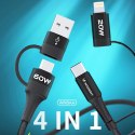 Kabel Wozinsky WNBAA 4w1 2x USB-C 1x USB-A 1x Lightning 60W 1 m - czarny Kabel Wozinsky WNBAA 4w1 2x USB-C 1x USB-A 1x Lightning 60W 1 m - czarny
