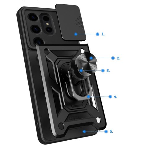 Etui Hybrid Armor Camshield do Samsung Galaxy S24 Ultra pancerne z osłoną na aparat - czarne Etui Hybrid Armor Camshield do Samsung Galaxy S24 Ultra pancerne z osłoną na aparat - czarne