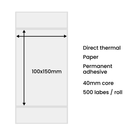 Etykiety termiczne 100x150mm (500 sztuk) - białe Etykiety termiczne 100x150mm (500 sztuk) - białe