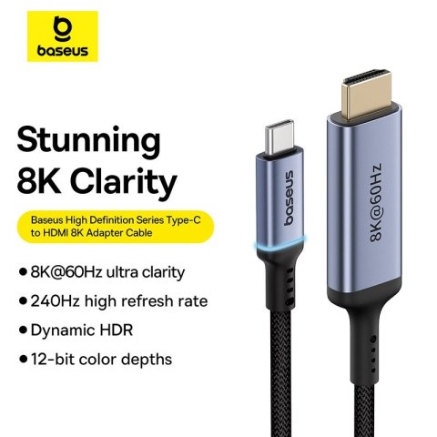 Kabel USB-C - HDMI Baseus BS-OH064 8K 60Hz 1,5m - czarny Kabel USB-C - HDMI Baseus BS-OH064 8K 60Hz 1,5m - czarny