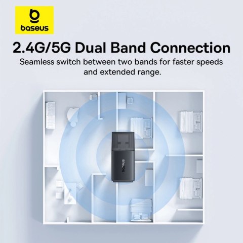 Karta sieciowa USB Baseus BS-OH170 650Mb/s 5GHz - czarna Karta sieciowa USB Baseus BS-OH170 650Mb/s 5GHz - czarna