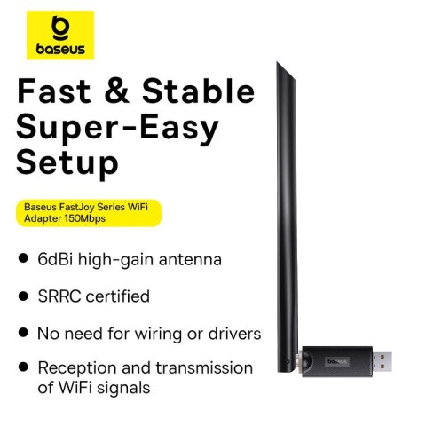Karta sieciowa USB Baseus BS-OH171 150Mb/s - czarna Karta sieciowa USB Baseus BS-OH171 150Mb/s - czarna